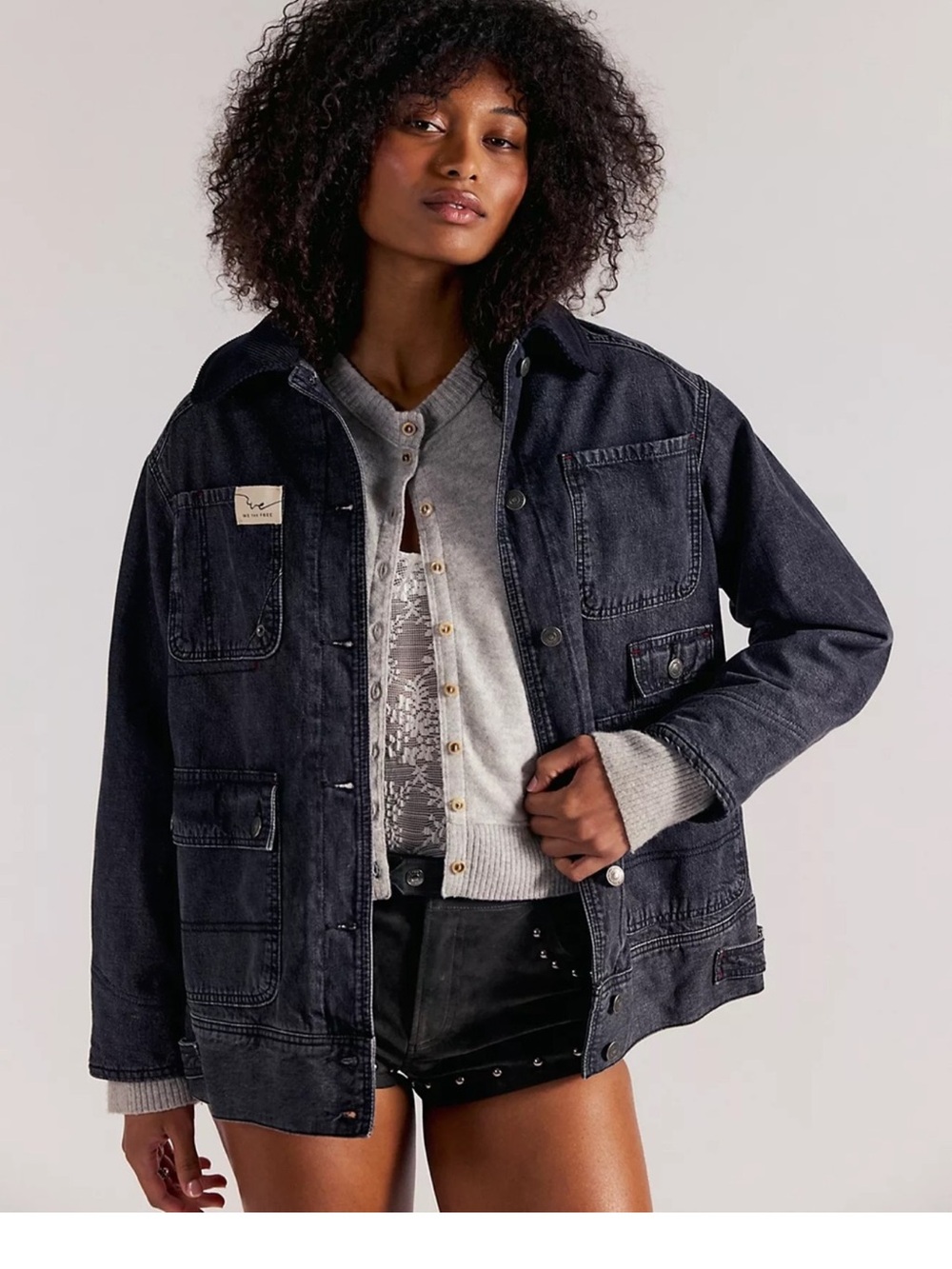 Free People sweet talk denim barn jacket size M